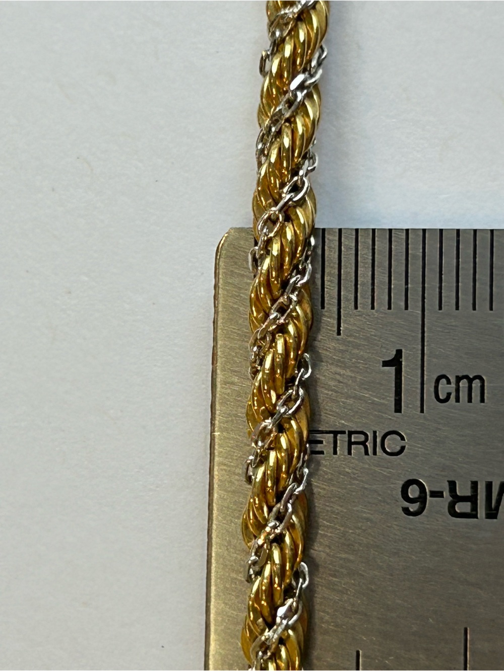 Vintage Monet Twisted Rope two-tone metal chain.  16” L x 4mm.  claw clasp. - Picture 4 of 5